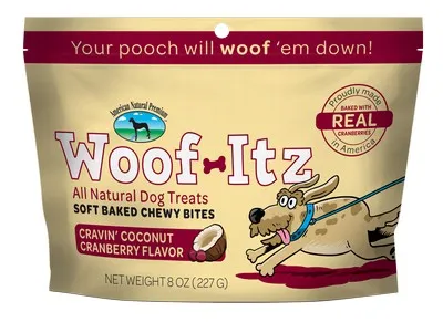 1each 8oz American Natural Premium Woof Soft Bites- Itz Cravin Coconut Cranberry - Items on Sale Now